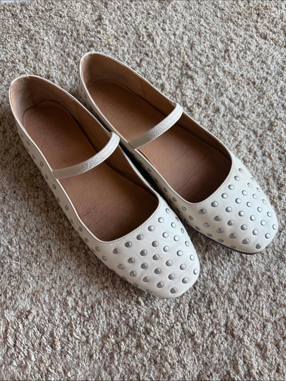 Madewell Ecru Studded Mary Jane Flats 8 - Picture 4 of 7